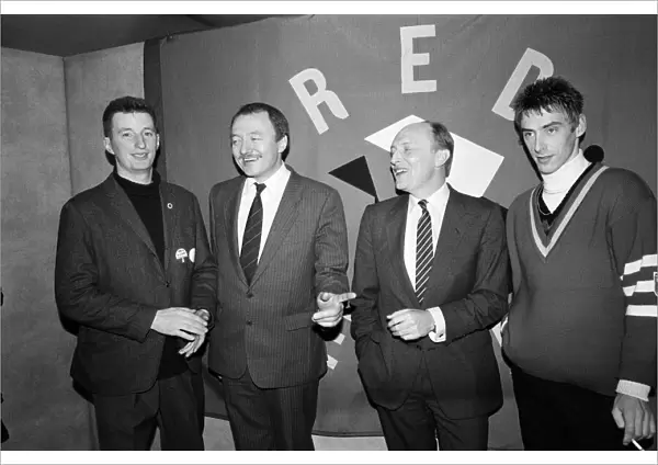 Neil Kinnock and Ken Livingstone with pro-Labour pop stars Billy Bragg