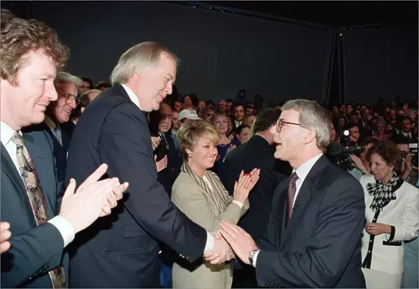 Prime Minister John Major at a conservative rally during the general election campaign