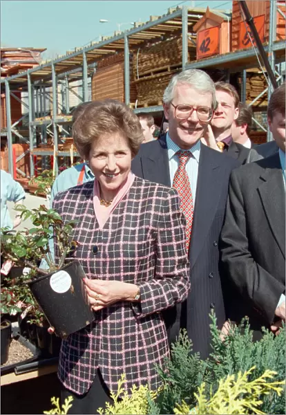 Prime Minister John Major and wife Norma pictured visiting B&Q during the general
