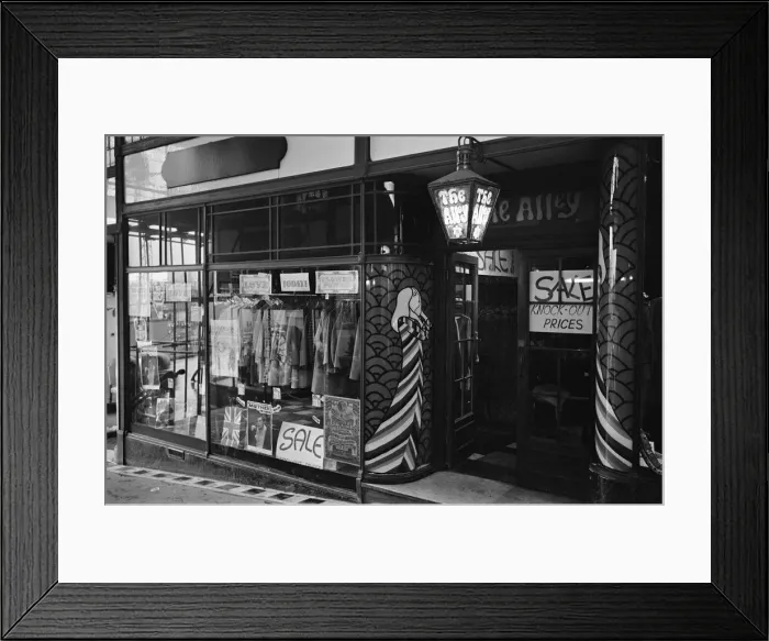 Framed Print : Print of the front window of Alley Boutique in Birmingham, West Midlands Framed Print : Print of the front window of Alley Boutique in Birmingham, West Midlands