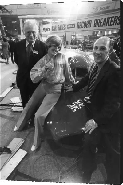 Stirling Moss with Lord MOntagu and Tania Bern at motor show - october 1977