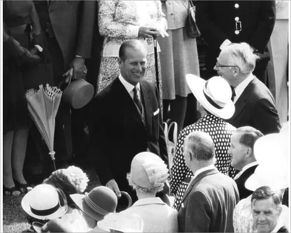 Prince Philip meeting guest at Buckingham Palace garden party - 20  /  07  /  1977