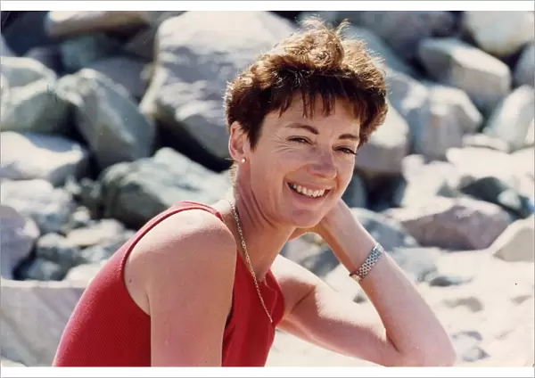 Kathy Botham on holiday on beach 20  /  07  /  1993