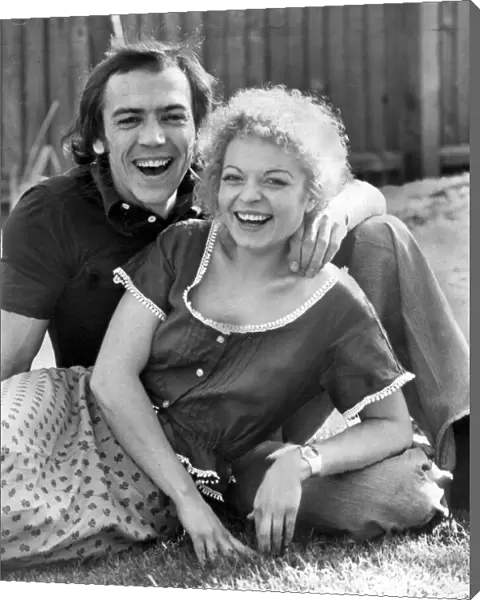Robert Lindsay and Cheryl Hall laughing during TV press call - September 1974