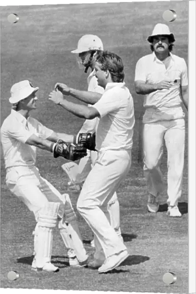 Ian Botham celebrates wicket during test match against New Zealand - August 1983