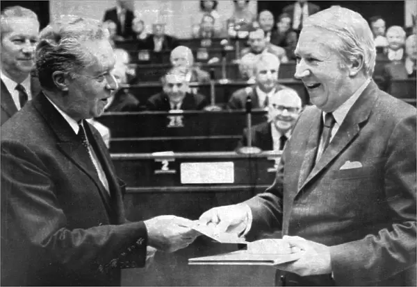British Prime Minister Edward Heath receiving the European Prize for Statesmanship