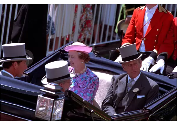 Queen Elizabeth II and Prince Philip at Royal Ascot. June 1989