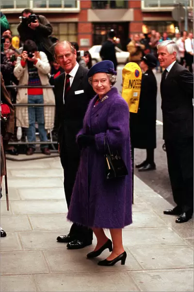 Queen Elizabeth II and Prince Philip visit Coutts Bank in the Strand, London