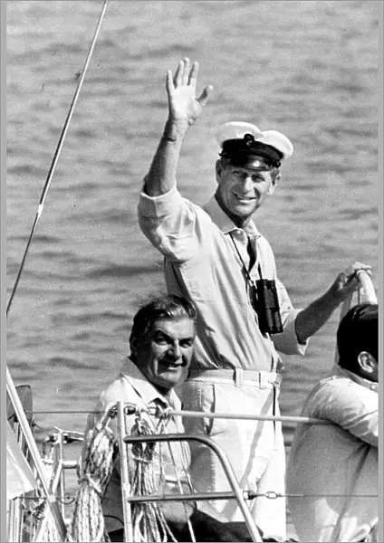 The Duke of Edinburgh. Prince Philip sailing his yacht