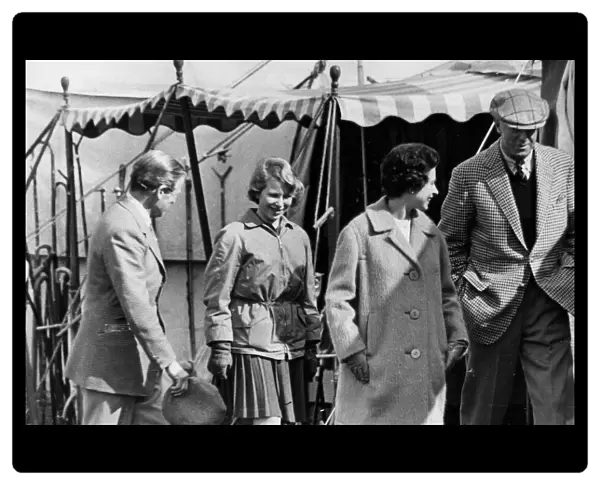 Princess Anne aged 11 with the Queen at Badminton Horse Trials - April 1962