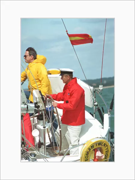 The Duke of Edinburgh. Prince Philip sailing at Cowes Mother July 1989