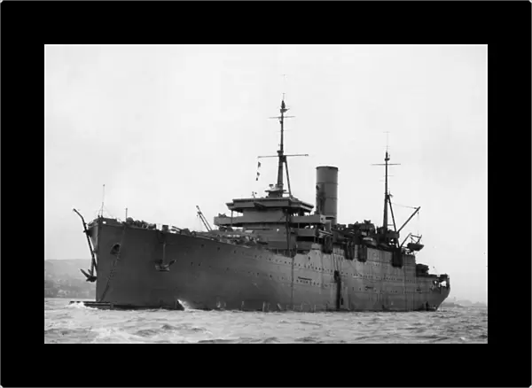 HMS Wayland, a depot repair ship of the Royal Navy, pictured during the Second World War
