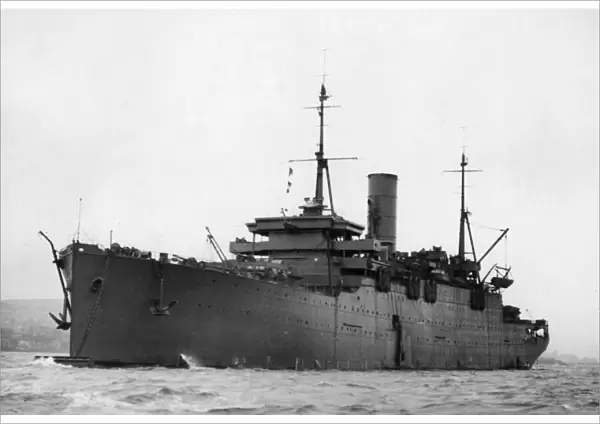 HMS Wayland, a depot repair ship of the Royal Navy, pictured during the Second World War