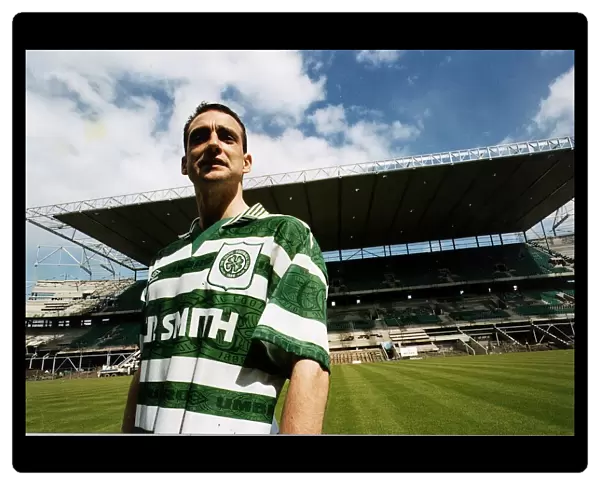Paul McStay Celtic football team captain standing football pitch stand behind