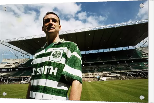 Paul McStay Celtic football team captain standing football pitch stand behind