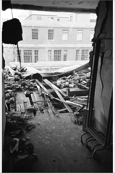 A ward exposed to the elements on the first floor of The Westminster Hospital after