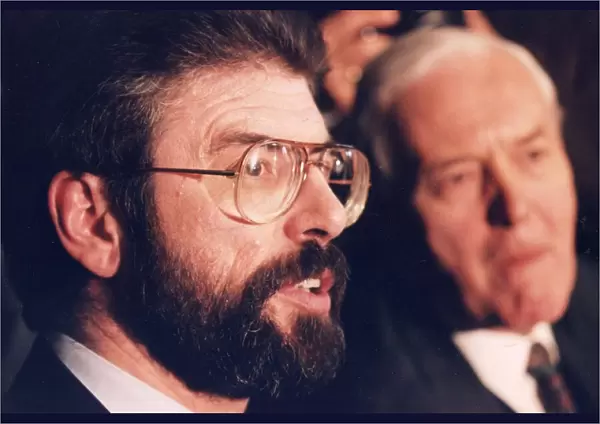 Gerry Adams and Tony Benn at House of Commons press conference - November 1994