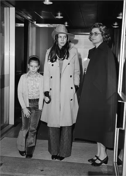 Princess Grace of Monaco and her two young daughters Stephanie (left