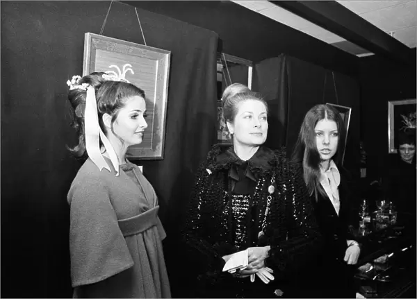 Princess Grace of Monaco and her daughter Princess Caroline opened an exhibition of cloth
