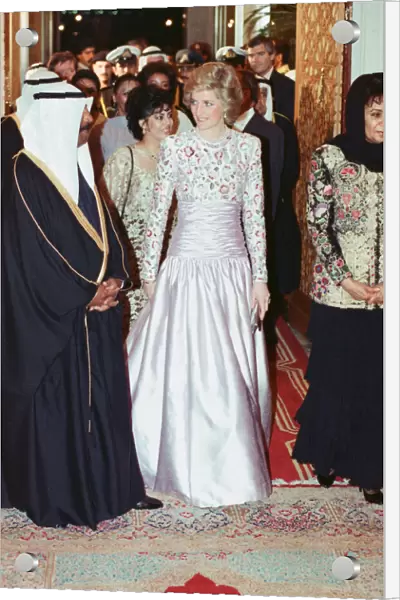 Princess Diana attends a dinner at Al Shaab Palace given by the Crown Prince