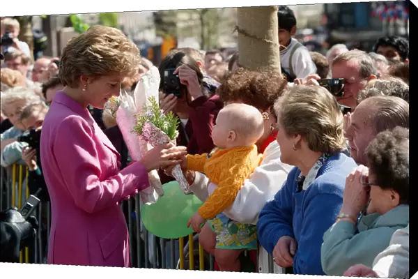 Princess Diana, The Princess of Wales, visits Birminghams Victoria Square