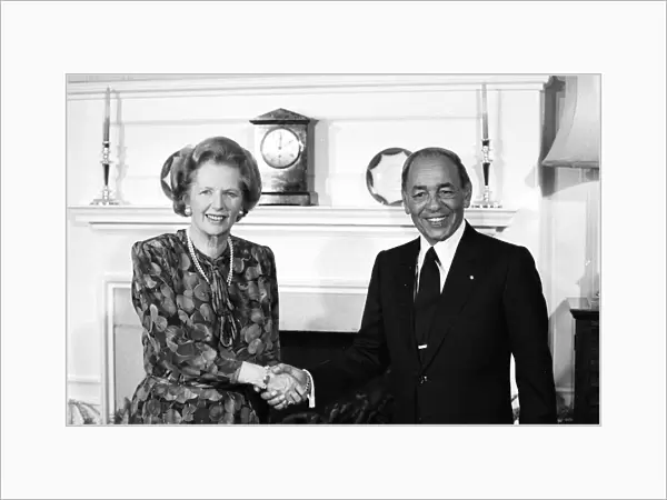 Margaret Thatcher with King Hassan of Morocco at Downing Street - 16  /  07  /  1987