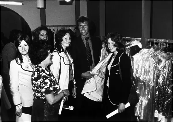 Chelsea footballer Peter Osgood opening his Boutique, accompanied by Chelsea players