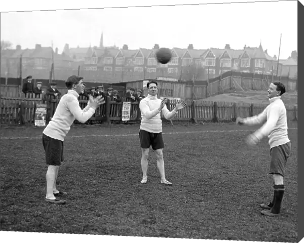 Southend F. C training for cup tie. 29th January 1921. l-r J. Dossett, J