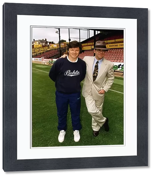 Watford Manager Steve Perryman with Elton John. 5th August 1991
