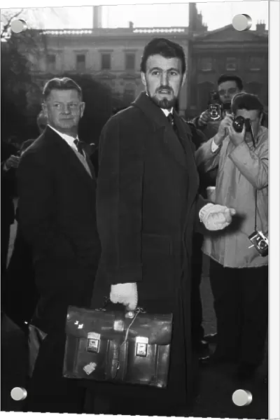 Blackburns goalie Jimmy Hill arriving at a football strike meeting at the Ministry