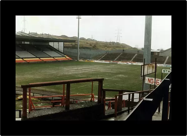 The water logged pitch at Firhill Stadium, home of Scottish club Partick Thistle