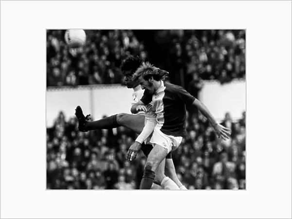 Spurs versus Birmingham, 1974. Kenny Burns tackles Mike England