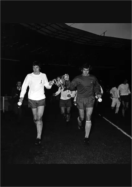 Tottenham Hotspur v Aston Villa League Cup Final 1971 Players holding the winning