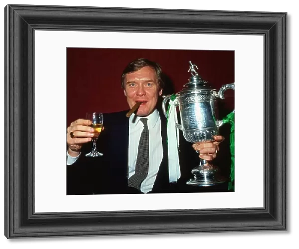 Davie Hay celebrates after winning the Scottish Cup, his first trophy as Celtic Manager