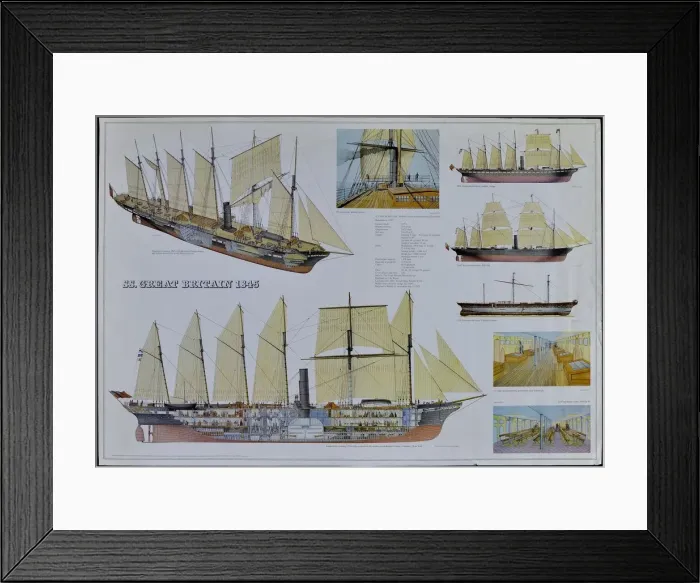 Framed Print : SS Great Britain Print: A Colourful Historical Overview Framed Print : SS Great Britain Print: A Colourful Historical Overview