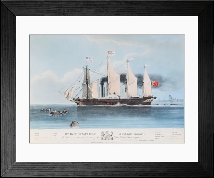 Framed Print : Print of the SS Great Western Steam Ship, 1838 Framed Print : Print of the SS Great Western Steam Ship, 1838