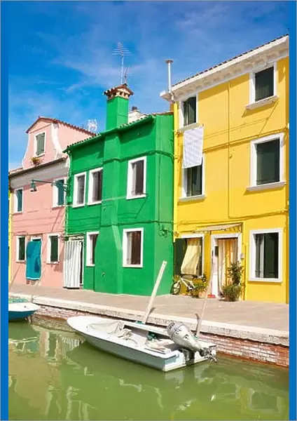 Colourful Houses in Village of Burano near Venice, (Burano Lagoon Island), Italy, Europe, UNESCO