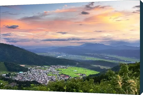 Nozawa Onsen, Nagano Prefecture, Japan from the mountains at dusk