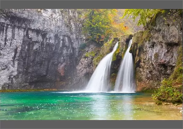 Waterfall at Plitvice Lakes National Park, Croatia, UNESCO