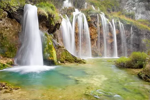 Waterfalls in Plitvice Lakes National Park, Croatia, UNESCO