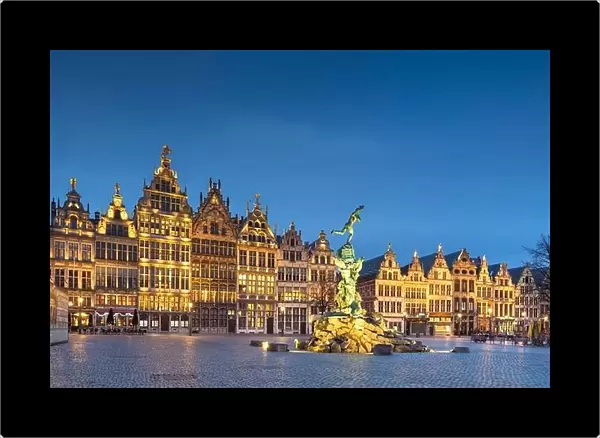 Grote Markt of Antwerp, Belgium at twilight
