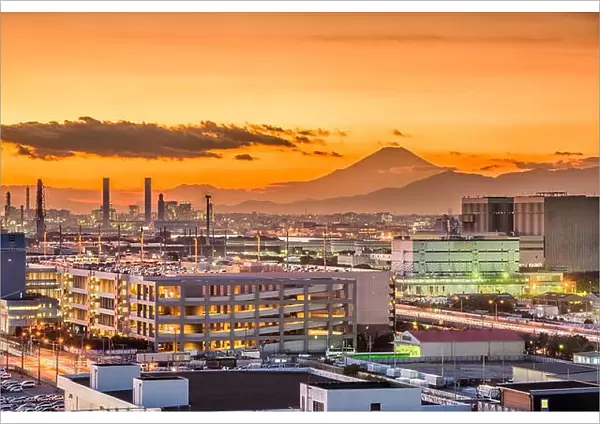 Kawasaki, Japan factories and Mt. Fuji