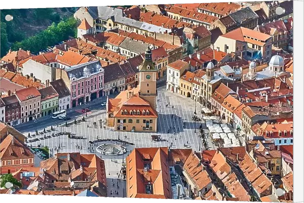 Aerial view of the Brasov Old Town, Transylvania, Romania