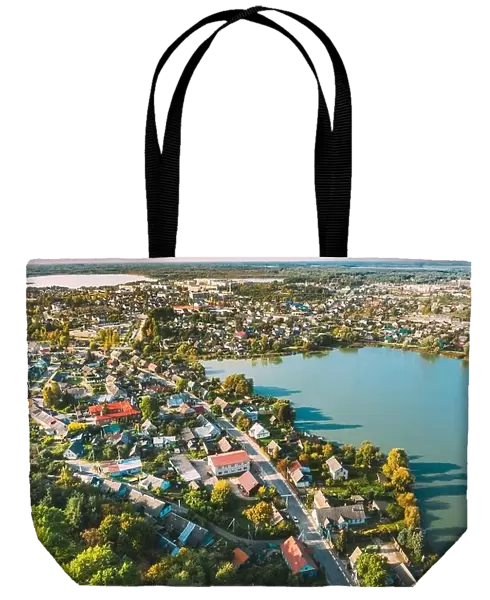 Braslav, Braslaw District, Belarus. Aerial View Of Town. Famous Lakes