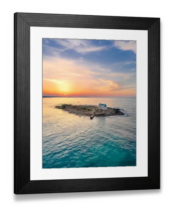 Framed Print : White Church Print at Sunset in Malia, Crete Framed Print : White Church Print at Sunset in Malia, Crete