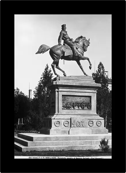 Equestrian monument for Giuseppe Garibaldi. Work by Ettore Ferrari in the Corso in Siena