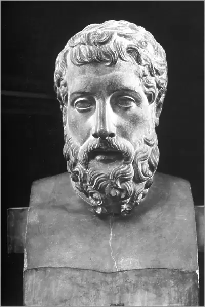 Head of Epicurus on display at the Louvre Museum, Paris