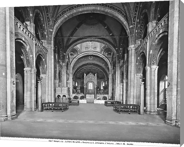 Main nave, ciborium and apse of the Basilica of S. Ambrogio, Milan