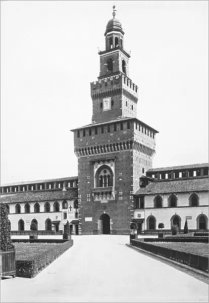Tower dedicated to Umberto I, called of the Filarete made by Luca Beltrami. Castello Sforzesco, Milan