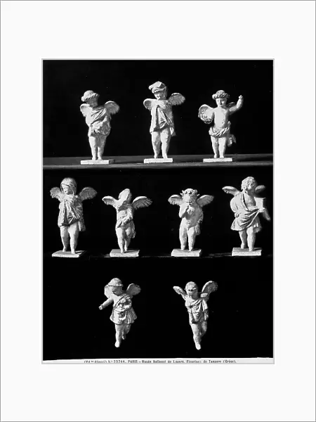 Ten statuettes taken from the city of Tanagra: work preserved in the Louvre Museum, Paris